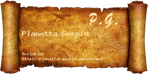 Planetta Gerold névjegykártya